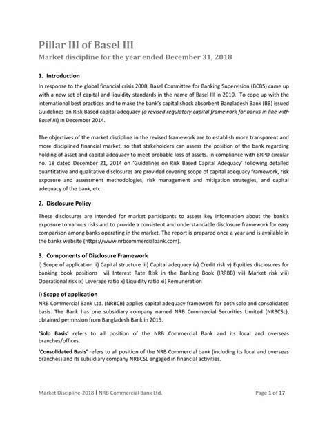 PDF Pillar III Of Basel III NRB Commercial Bank Limited III Market