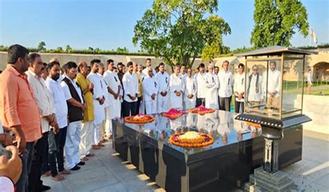 Tdp Leaders Stage Silent Protest At Raj Ghat Against Naidus Arrest