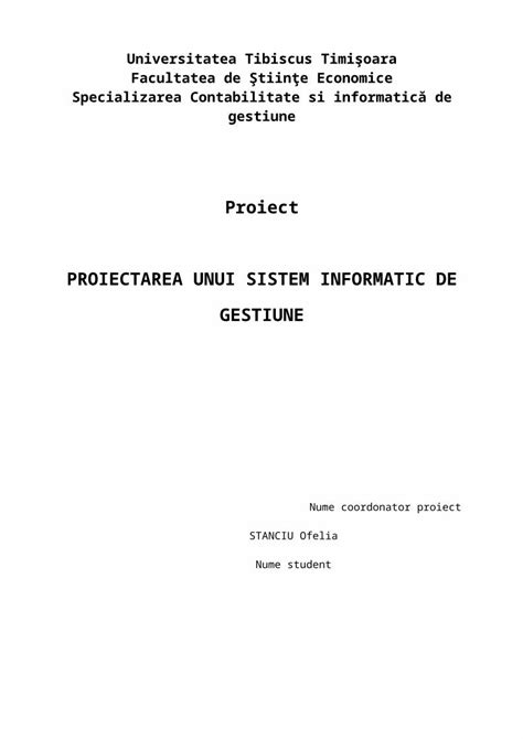 DOC Proiectarea Unui Sistem Informatic De Gestiune DOKUMEN TIPS