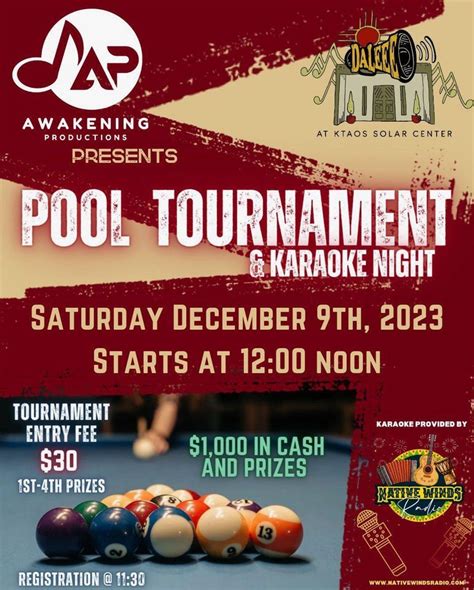 Pool Tournament & Karaoke, KTAOS Solar Radio 101.9 FM, December 9 2023 | AllEvents.in