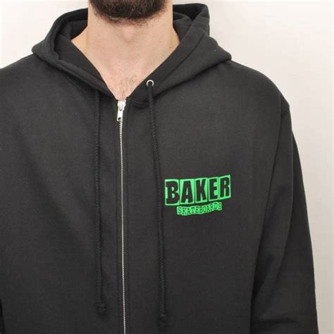 Baker Skateboards Baker Brand Logo Zip Hoodie - Black/Green - Baker ...