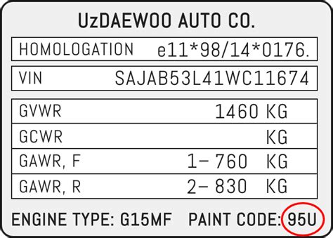 How To Find Daewoo Color Code Fixypaint