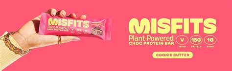 Misfits Vegan Cookie Butter Protein Bars Plant Based Chocolate High Protein Low Sugar Low