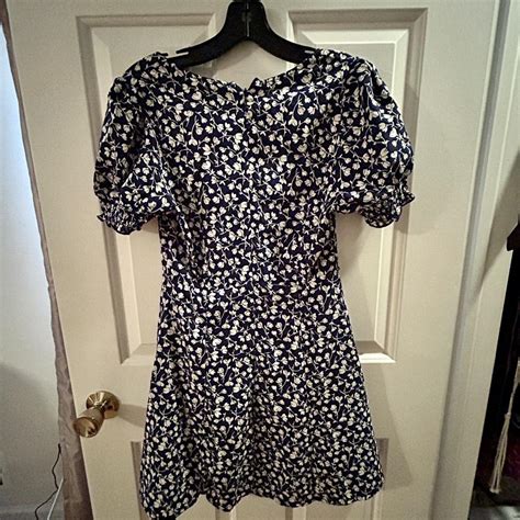 Women S Navy And White Dress Depop