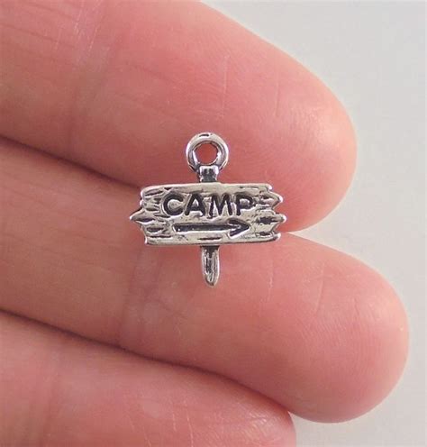 10 Camp Sign Charms 13x13mm Antique Silver Finish Etsy