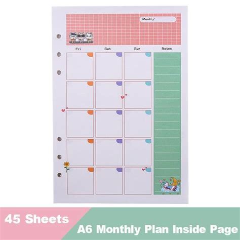 Carnet De Notes Monthly Plan A Pochettes Fermeture Clair Pvc Arc