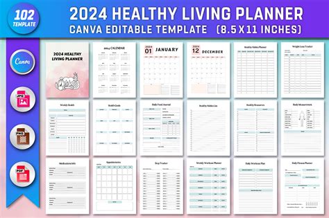 Healthy Living Planner Graphic By Design Dexterity Creative Fabrica