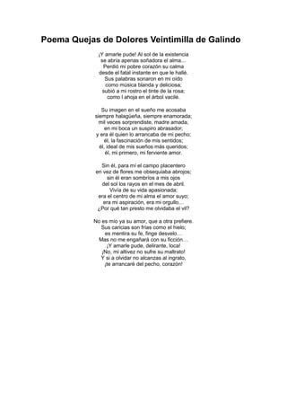 Poema Quejas De Dolores Veintimilla De Galindo PDF