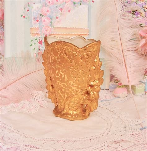 Vintage Weeping Bright Gold Vase 22k Vase Hollywood Regency Etsy