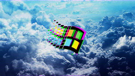 HD wallpaper: vaporwave, 1990s, Windows 95, Windows 98, clouds ...