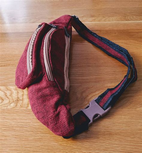 Handmade Bumbag Money Belt Fanny Pack For Unisex In Burgundy Etsy