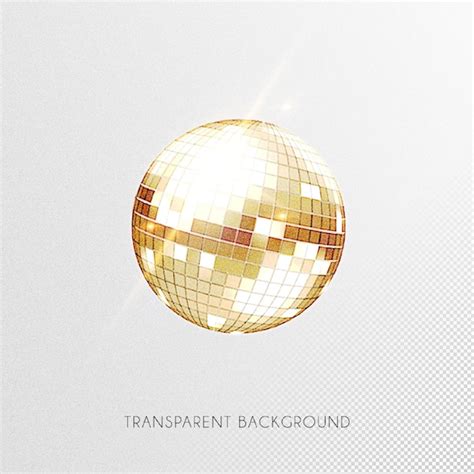 Bola De Discoteca Dorada Brillante Y Brillante Con Fondo Transparente