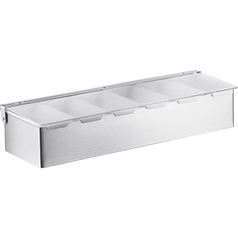 Choice 6 Compartment Satin Finish Stainless Steel Condiment Bar