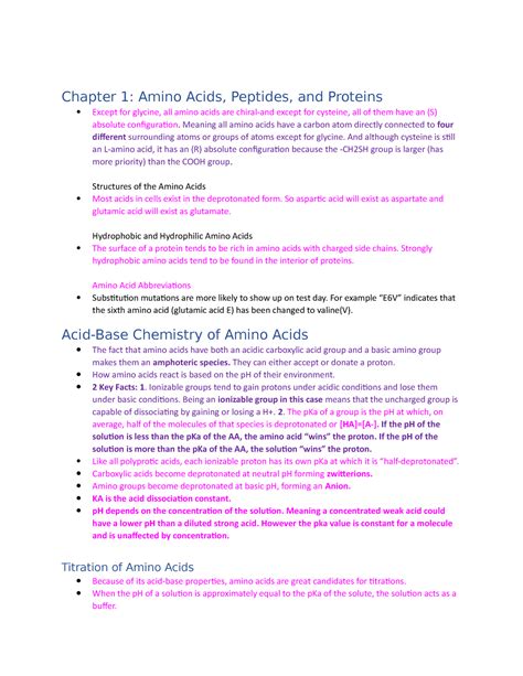 Mcat Biochem Chapters 1 7 Chapter 1 Amino Acids Peptides And