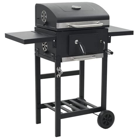 Vidaxl Houtskoolbarbecue Met Onderplank Zwart Barbecue Tuin Grill