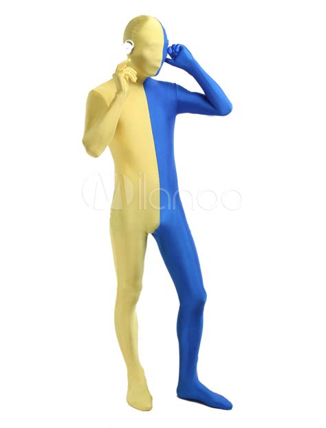 Yellow Blue Full Body Zentai Lycra Spandex Unisex Muti Color Costume