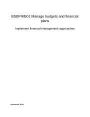 Bsbfim501 Budget And Financial Plans Docx BSBFIM501 Manage Budgets