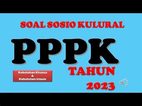 SOAL SOSIO KULTURAL PPPK 2023 YouTube