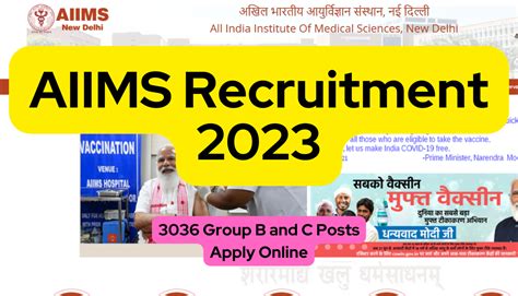 AIIMS Recruitment 2023 3036 Group B And C Posts Apply Online