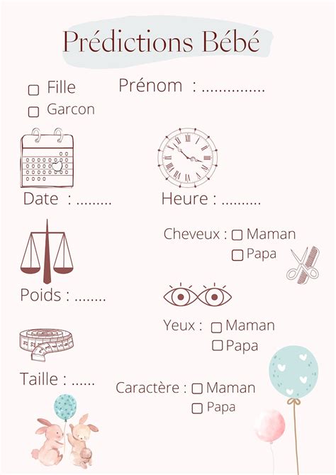 Carte De Pr Dictions B B Imprimer Etsy