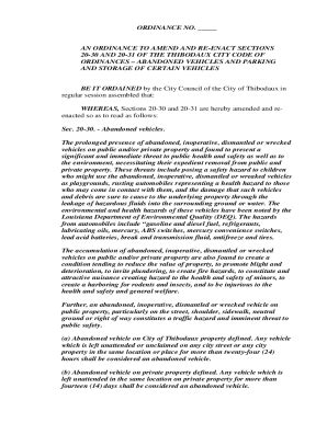 Fillable Online An Ordinance To Amend And Re Enact Sections Fax