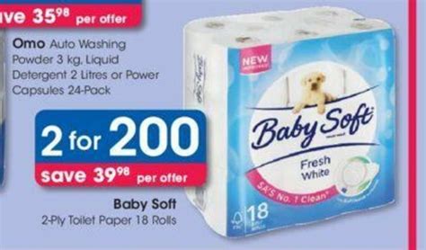 Baby Soft 2 Ply Toilet Paper 18 Rolls Offer At Clicks