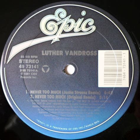 Luther Vandross Never Too Much Curto Vinil Loja De Discos De