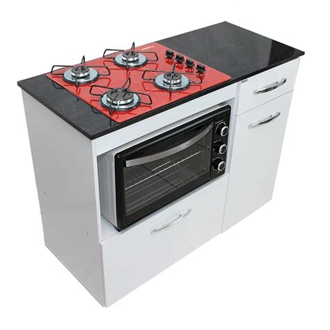 Kit Balc O Violeta Branco Cooktop Vermelho Bocas E Forno El Trico