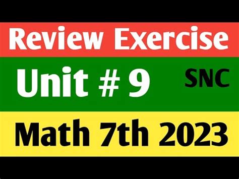 Review Exercise Unit 9 Class 7th Math New Course Kpktbb And Ptb 2023