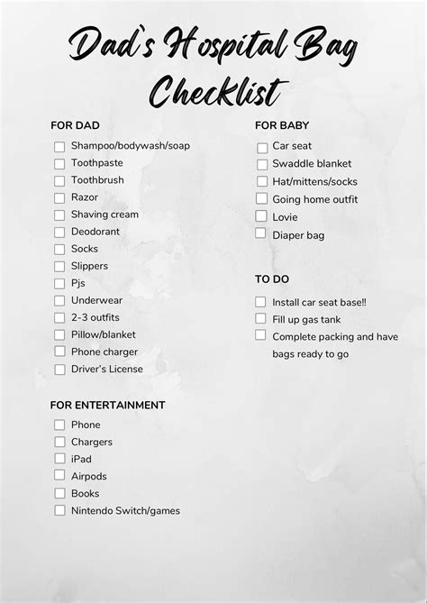 Dads Hospital Bag Checklist Etsy In 2024 Baby Delivery Dad