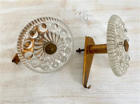 Antique Glass Coat Hooks Set Of 2 1930 Art Deco Large Pressed Etsy Uk