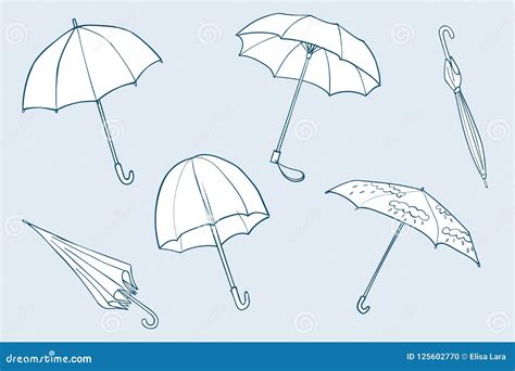 Collection Of Hand Drawn Umbrellas Stock Vector Illustration Of Doodle Season 125602770