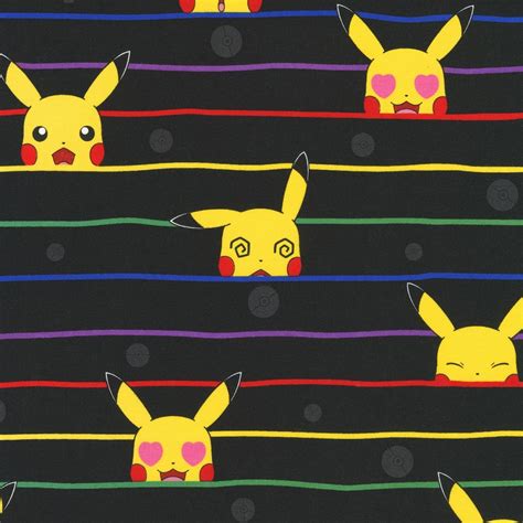 Pokemon Fabric By The Yard Pokemon Pikachu Black Lines Robert Kaufman