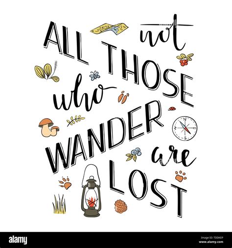 Not All Those Who Wander Are Lost Hand Lettering Typography Poster Motivational Quote Lantern