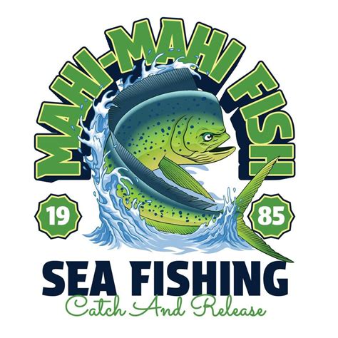 Vintage Colored T Shirt Design Of Mahi Mahi Fish Vector Art At