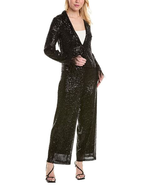 Nanette Nanette Lepore Womens 2pc Jacket Pant Suit Set 12 Black