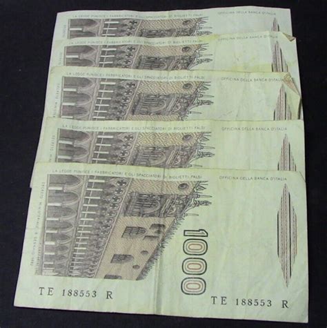 Five Lire Mille Banca D Italia Currency Italy Italian Marco Polo