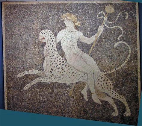 Pebble Mosaic Of Dionysus Riding A Panther Pella