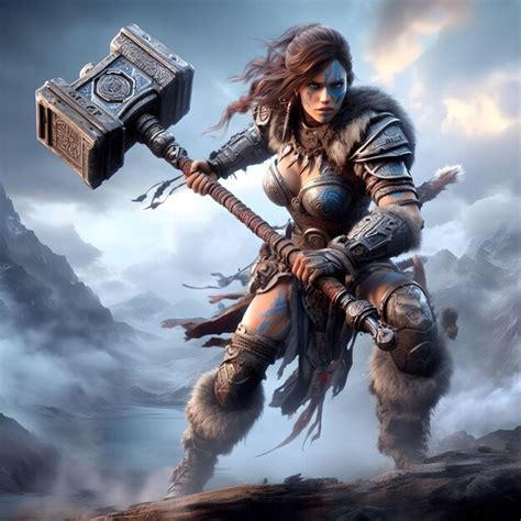 Premium Photo Female Barbarian Warrior