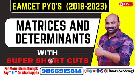 Eamcet Pyq S To Matrices And Determinants Chapter Youtube