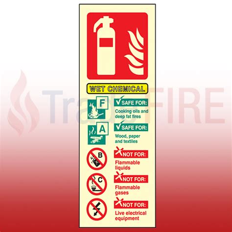 Portrait Photoluminescent 200 X 75mm Wet Chemical Fire Extinguisher