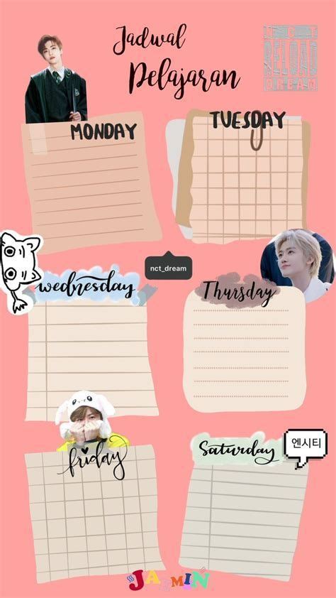 Detail Template Jadwal Pelajaran Aesthetic Koleksi Nomer 11