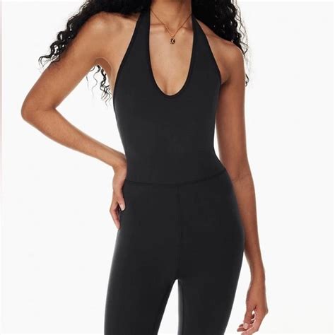 Aritzia Wilfred Free Halter Black Jumpsuit Full Leg Depop