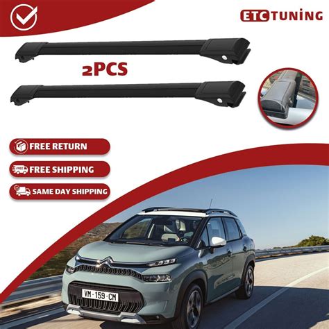 Cross Bars Roof Rack Black Fit Citroen C3 Aircross 2017 2023 Roof Bars