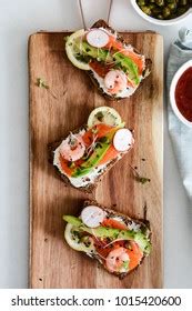 Smorrebrod Traditional Danish Open Sanwiches Dark Stock Photo