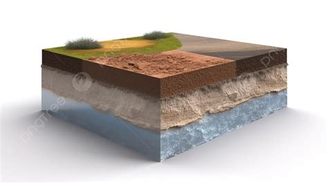 具有分層土壤的 3d 岩石圈 與瀝青路和雲隔離的立方體土壤土地地質橫截面的 3d 圖示 3d 高清攝影照片背景圖片和桌布免費下載