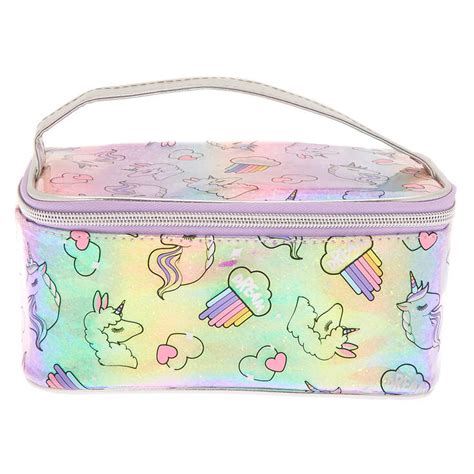 Llamacorn Dreams Top Handle Makeup Bag Rainbow Claires