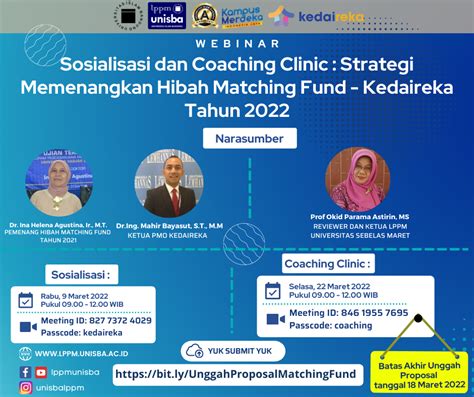 Sosialisasi Dan Coaching Clinic Strategi Memenangkan Hibah Matching