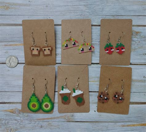 Adorable Handmade Food Perler Bead Dangle Earrings - Etsy