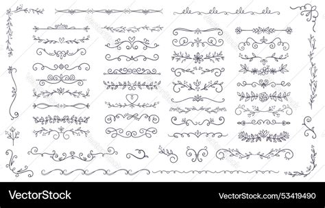 Hand Drawn Floral Text Dividers Royalty Free Vector Image